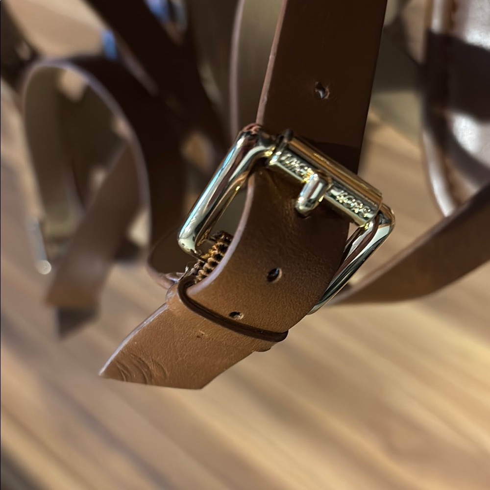 Michael Kors Brown Leather Platform Sandals - Picture 3 of 4
